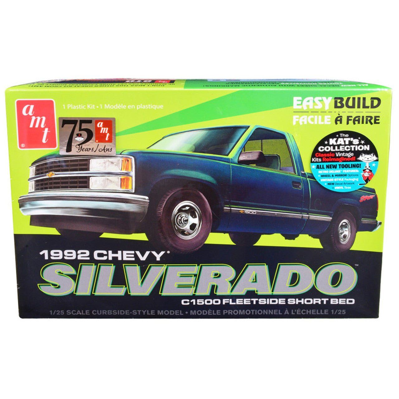 AMT 1992 CHEVROLET SILVERADO SHORTBED FLEETSIDE PICKUP EASY BUILD 1/25 SCALE MODEL KIT - AMT - ModelCars.com