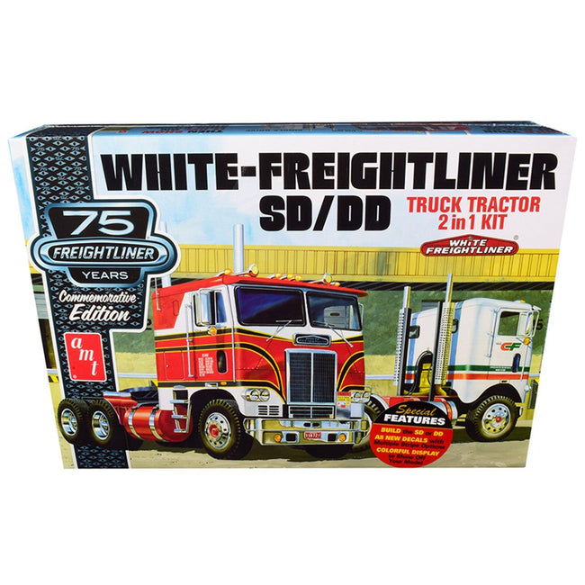 AMT White Freightliner 2 - in - 1 SD/DD Cabover Tractor (75th Anniversary) 1/25 Scale - AMT - ModelCars.com