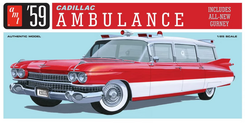 AMT 1395 1/25 1959 Cadillac Ambulance with Gurney