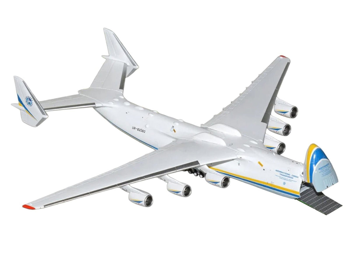 Antonov An-225 Mriya Commercial Aircraft "Antonov Airlines" (UR-82060) White with Blue and Yellow Stripes "Interactive Series" 1/400 Diecast Model by GeminiJets-GeminiJets-ModelCars.com
