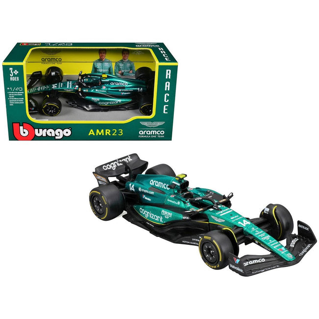 Aston Martin AMR23 14 Fernando Alonso "Cognizant Aramco F1 Team" Formula One F1 World Championship (2023) "Race" Series 1/43 Diecast Model Car by Bburago - Bburago - ModelCars.com
