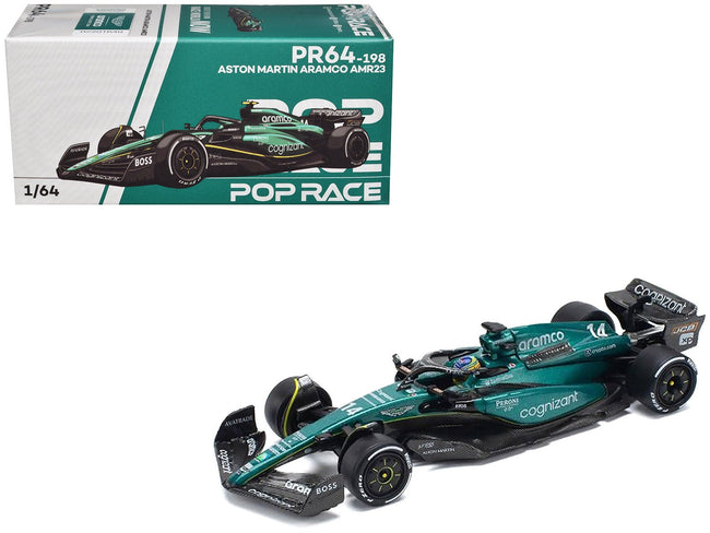 Aston Martin AMR23 14 Fernando Alonso "Formula One F1 World Championship" (2023) 1/64 Diecast Model Car by Pop Race-Pop Race-ModelCars.com