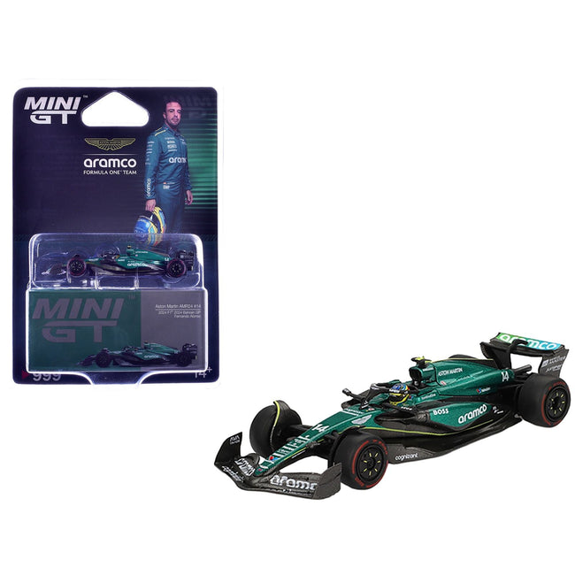 Aston Martin AMR24 #14 Fernando Alonso Formula One F1 "Bahrain GP" (2024) Limited Edition 1/64 Diecast Model Car by Mini GT-Mini GT-ModelCars.com