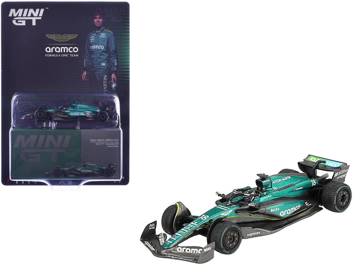 Aston Martin AMR24 18 Lance Stroll Formula One F1 "Canadian GP" (2024) Limited Edition 1/64 Diecast Model Car by Mini GT-Mini GT-ModelCars.com