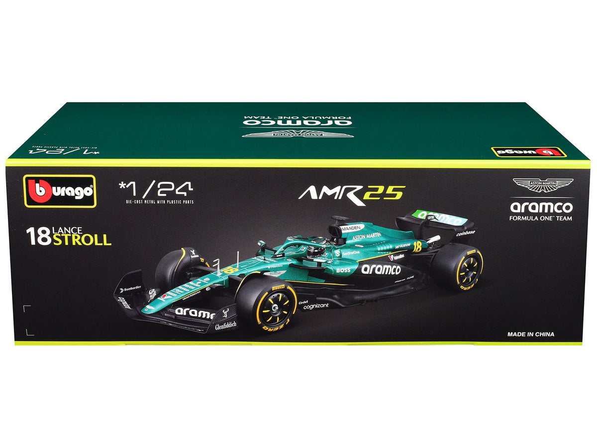 Aston Martin AMR25 18 Lance Stroll "Aramco" Formula One F1 "World Championship" (2025) 1/24 Diecast Model Car by Bburago-Bburago-ModelCars.com