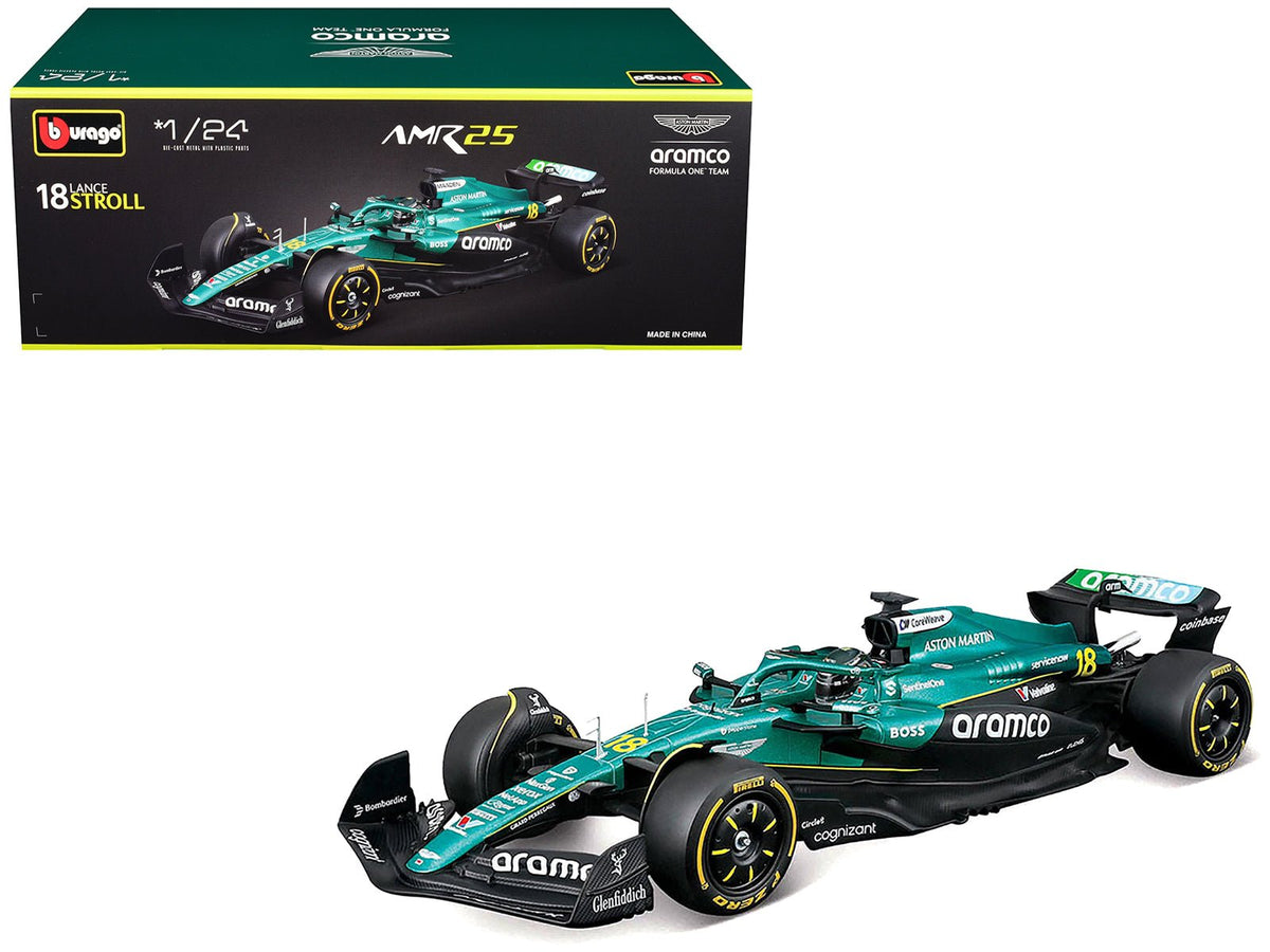 Aston Martin AMR25 18 Lance Stroll "Aramco" Formula One F1 "World Championship" (2025) 1/24 Diecast Model Car by Bburago-Bburago-ModelCars.com
