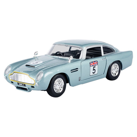 Aston Martin DB5 RHD (Right Hand Drive) #5 Light Blue Metallic "GT Racing" Series 1/24 Diecast Model Car by Motormax-Motormax-ModelCars.com