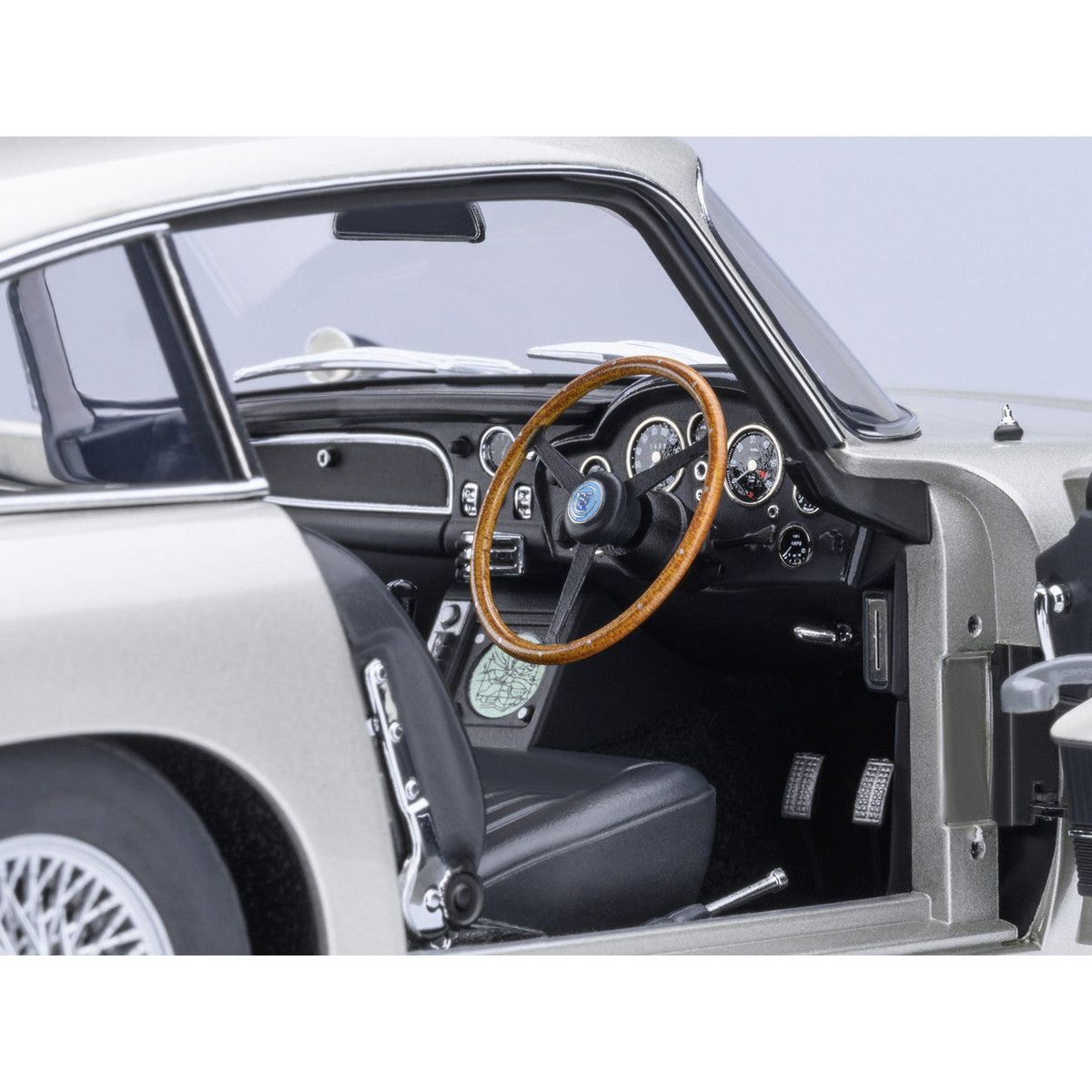 Aston Martin DB5 RHD (Right Hand Drive) Birch Silver 007 James Bond "Goldfinger" (1964) Movie 1/18 Model Car by Autoart - Autoart - ModelCars.com