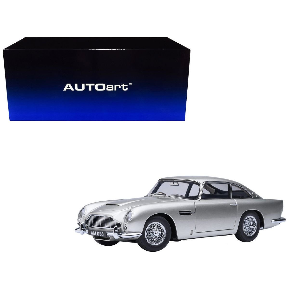 Aston Martin DB5 RHD (Right Hand Drive) Birch Silver 1/18 Model Car by Autoart - Autoart - ModelCars.com