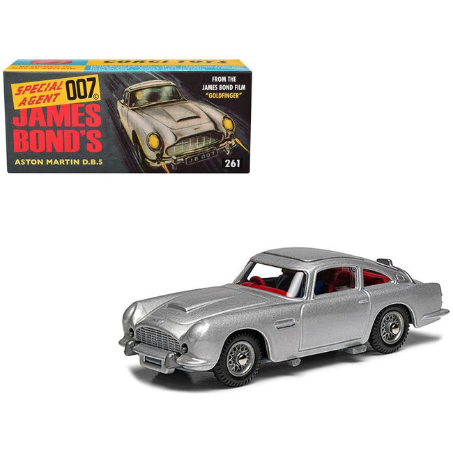 Aston Martin DB5 RHD (Right Hand Drive) Birch Silver James Bond 007 "Goldfinger" (1964) Movie (#261 Reissue) Diecast Model Car by Corgi-Corgi-ModelCars.com