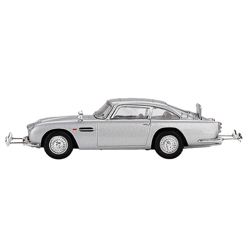 Aston Martin DB5 RHD (Right Hand Drive) Birch Silver Metallic 007 James Bond "Goldfinger" (1964) Movie Limited Edition 1/64 Diecast Model Car by Mini GT-Mini GT-ModelCars.com