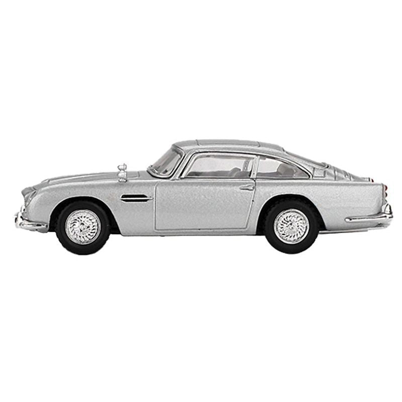 Aston Martin DB5 RHD (Right Hand Drive) Birch Silver Metallic 007 James Bond "Thunderball" (1965) Movie Limited Edition 1/64 Diecast Model Car by Mini GT-Mini GT-ModelCars.com