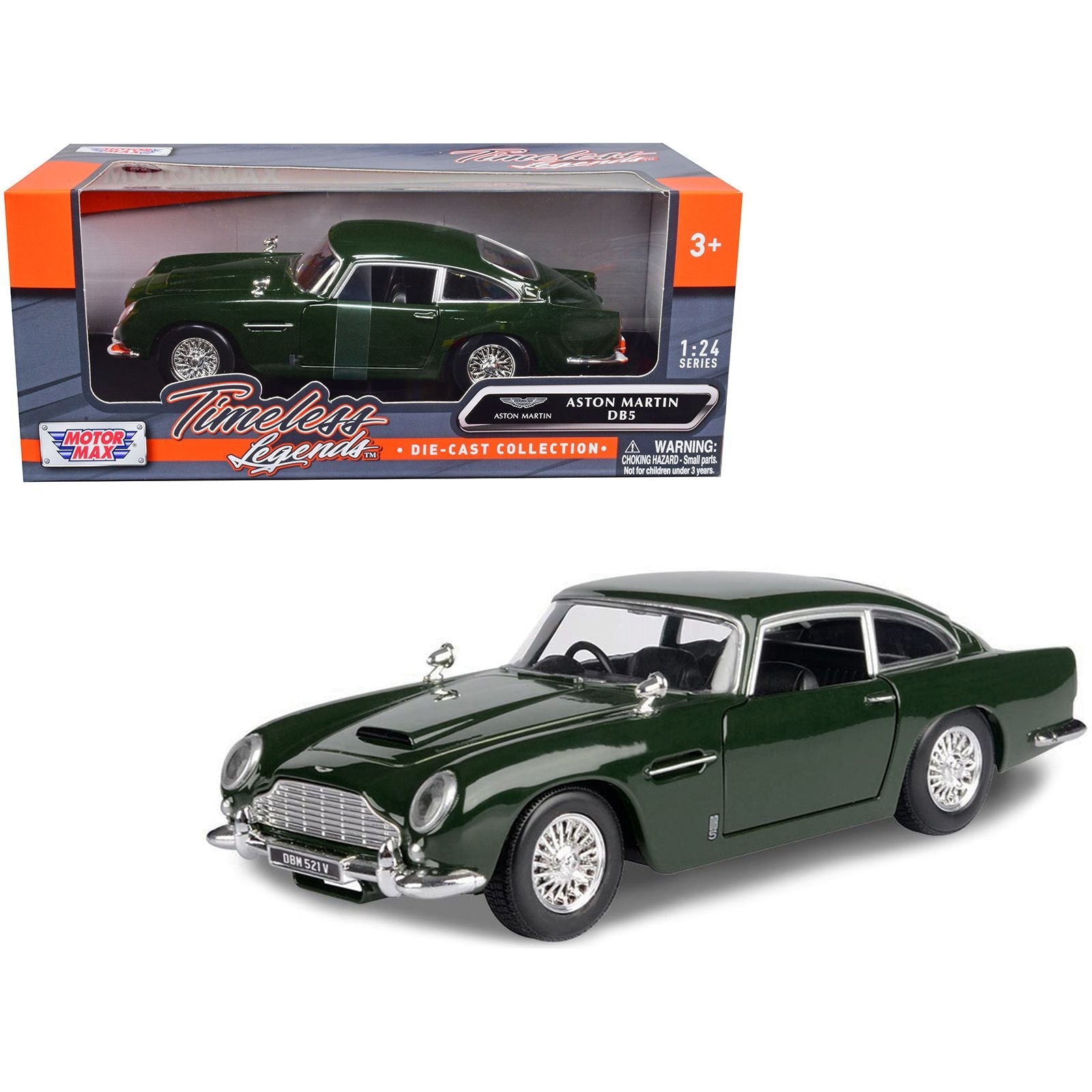 Aston Martin DB5 RHD (Right Hand Drive) Dark Green "Timeless Legends" Series 1/24 Diecast Model Car by Motormax - Motormax - ModelCars.com