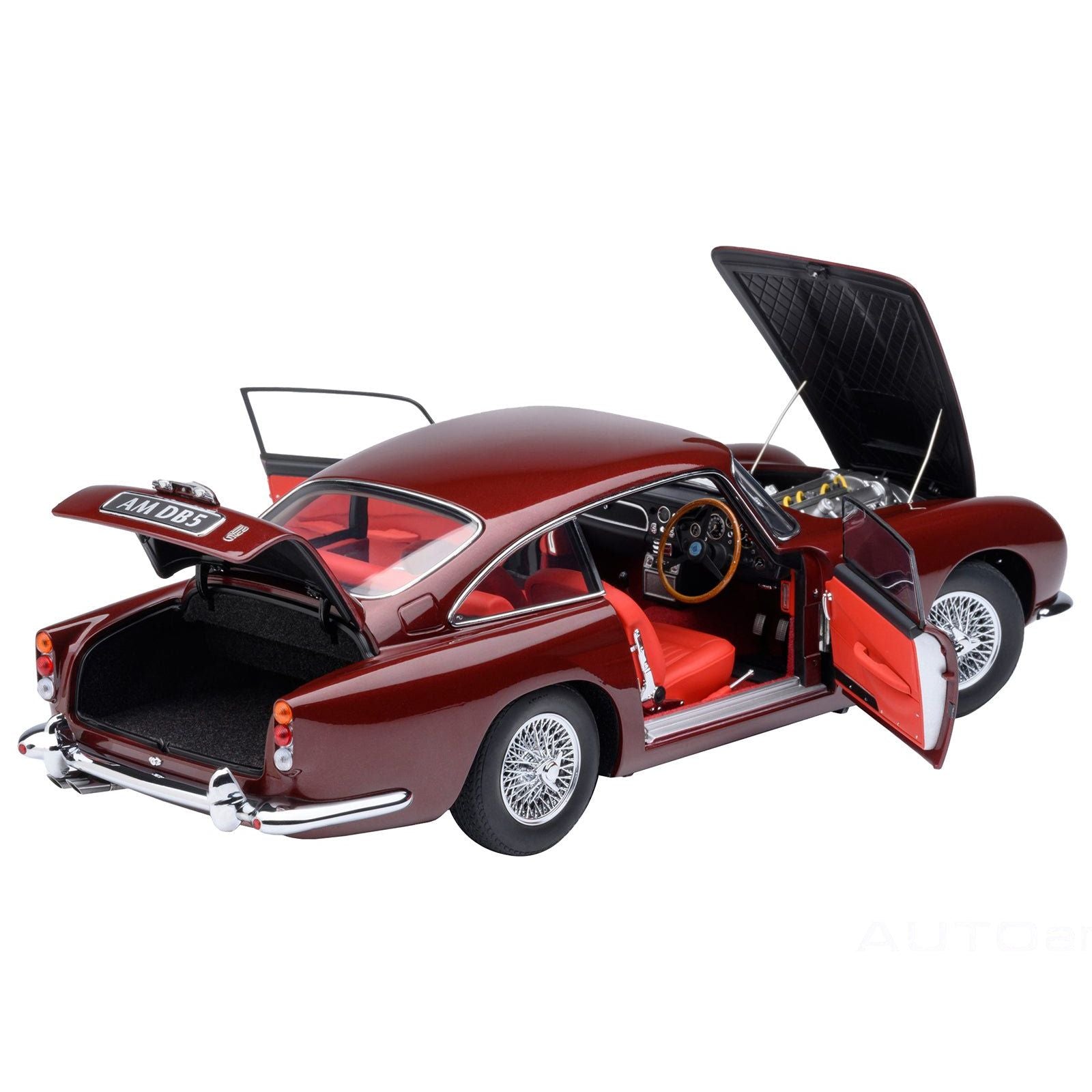 Aston Martin DB5 RHD (Right Hand Drive) Dubonnet Rosso Red Metallic 1/18 Model Car by Autoart - Autoart - ModelCars.com
