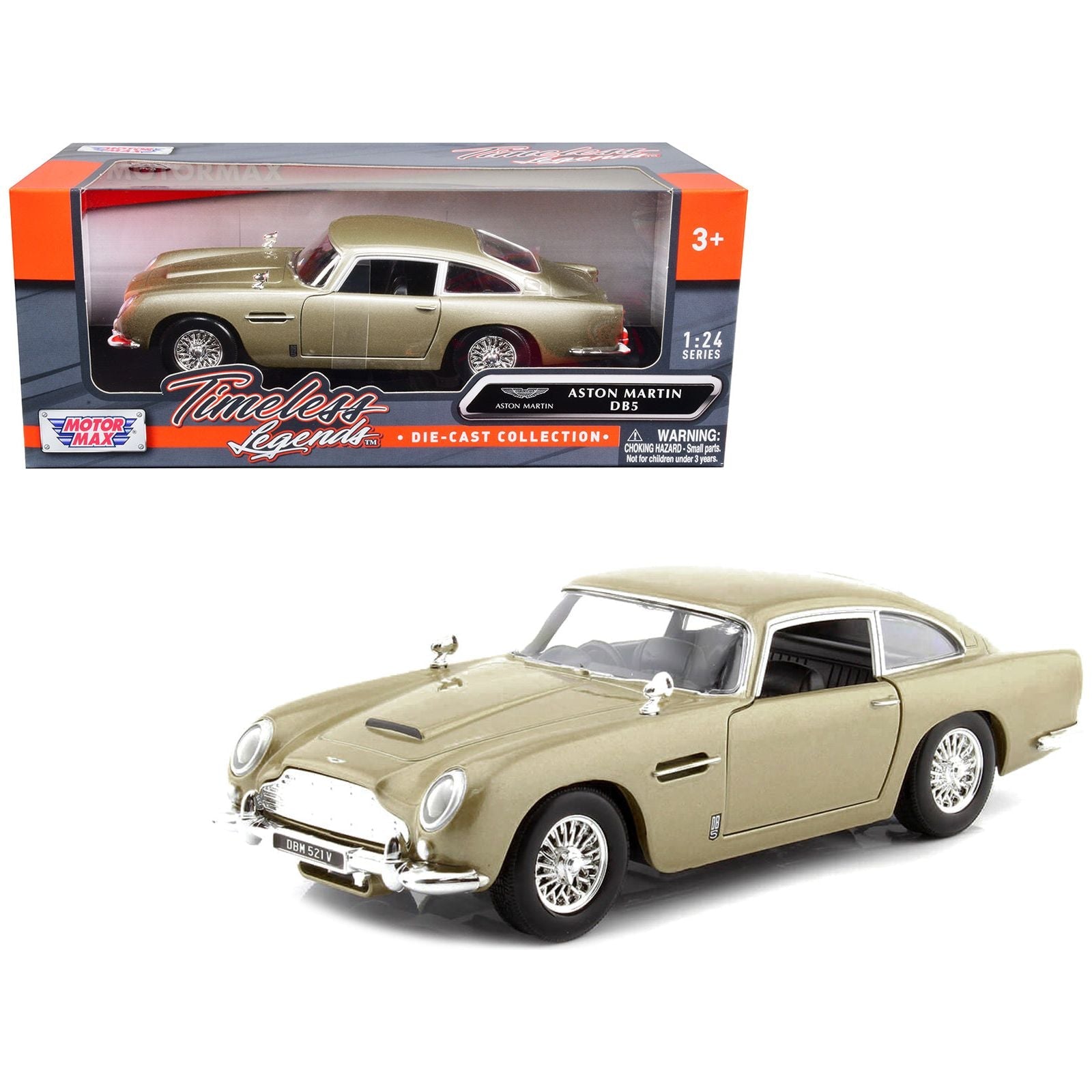 Aston Martin DB5 RHD (Right Hand Drive) Gold Metallic "Timeless Legends" Series 1/24 Diecast Model Car by Motormax - Motormax - ModelCars.com