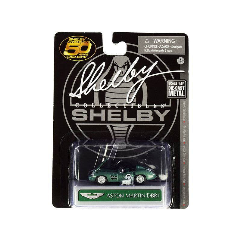 Aston Martin DBR1 5 Green Metallic 1/64 Diecast Model Car by Shelby Collectibles - Shelby Collectibles - ModelCars.com