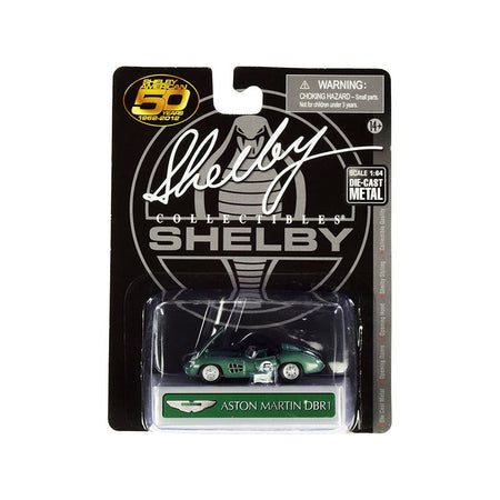 Aston Martin DBR1 5 Green Metallic 1/64 Diecast Model Car by Shelby Collectibles - Shelby Collectibles - ModelCars.com