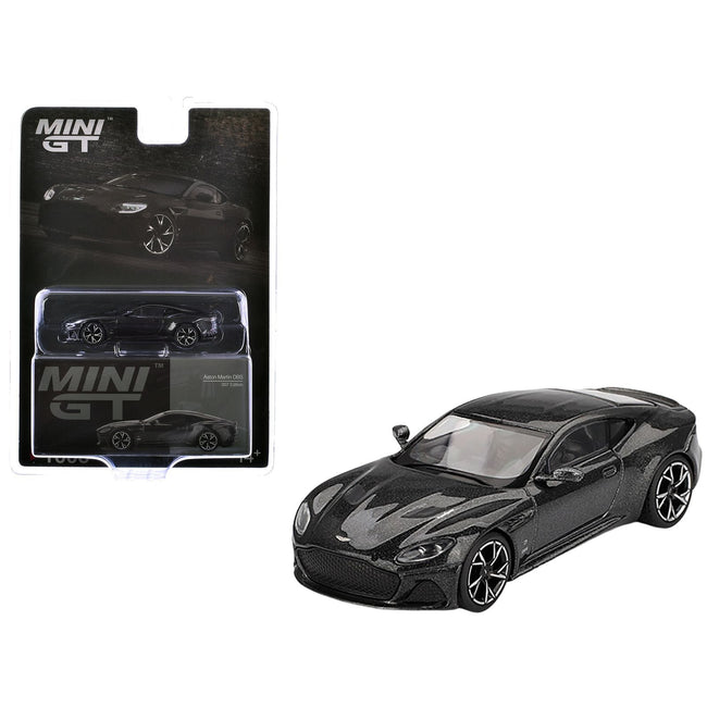 Aston Martin DBS RHD (Right Hand Drive) "007 Edition" Black Metallic Limited Edition 1/64 Diecast Model Car by Mini GT-Mini GT-ModelCars.com