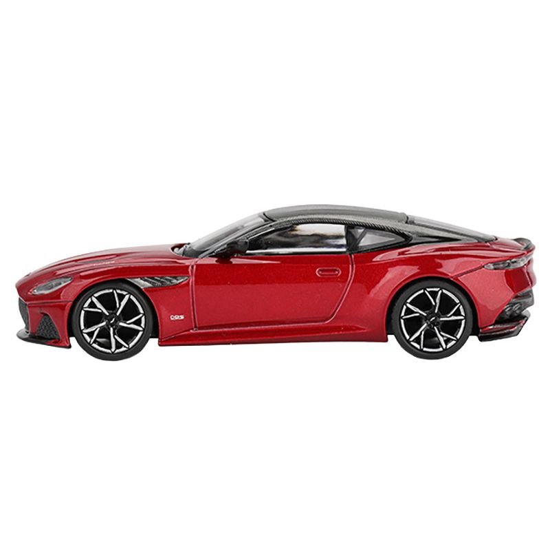 Aston Martin DBS RHD (Right Hand Drive) Hyper Red Metallic with Carbon Top Limited Edition 1/64 Diecast Model Car by Mini GT-Mini GT-ModelCars.com