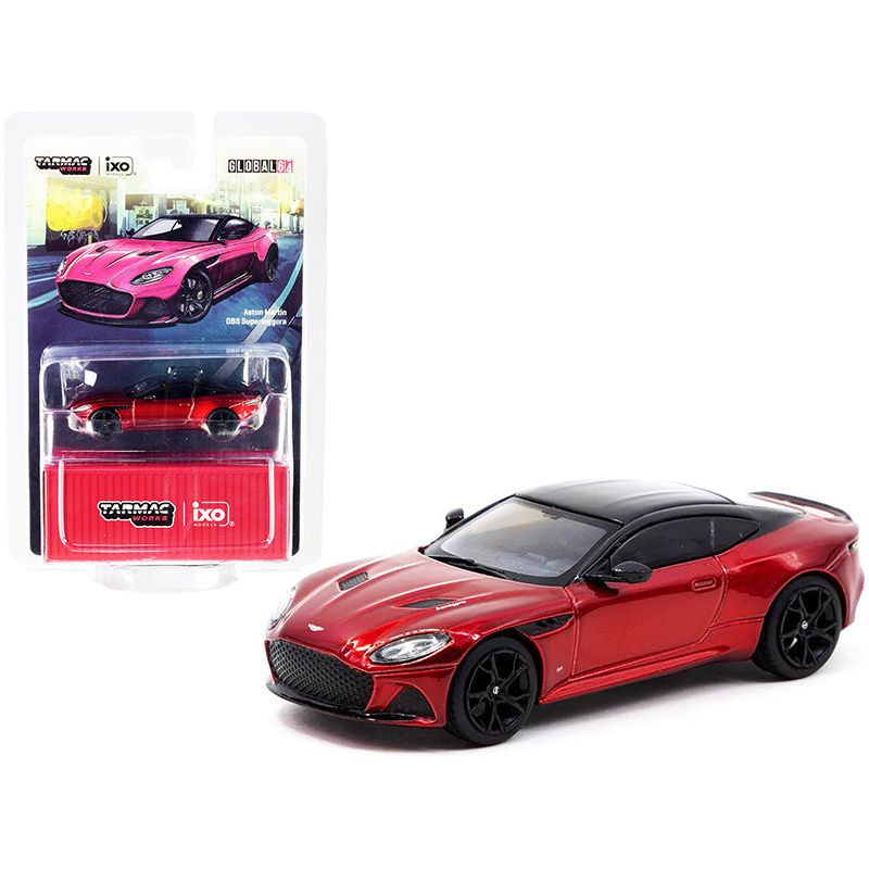 Aston Martin DBS Superleggera Red Metallic with Black Top 1/64 Diecast Model Car by Tarmac Works - Tarmac Works - ModelCars.com