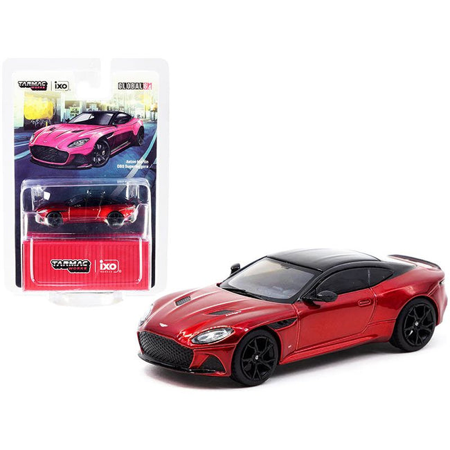 Aston Martin DBS Superleggera Red Metallic with Black Top 1/64 Diecast Model Car by Tarmac Works - Tarmac Works - ModelCars.com