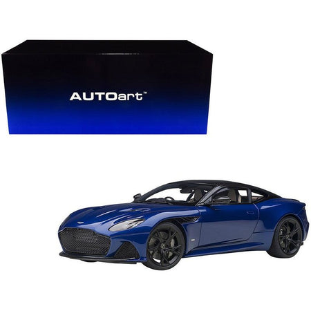 Aston Martin DBS Superleggera RHD (Right Hand Drive) Zaffre Blue Metallic with Carbon Top and Carbon Accents 1/18 Model Car by Autoart - Autoart - ModelCars.com
