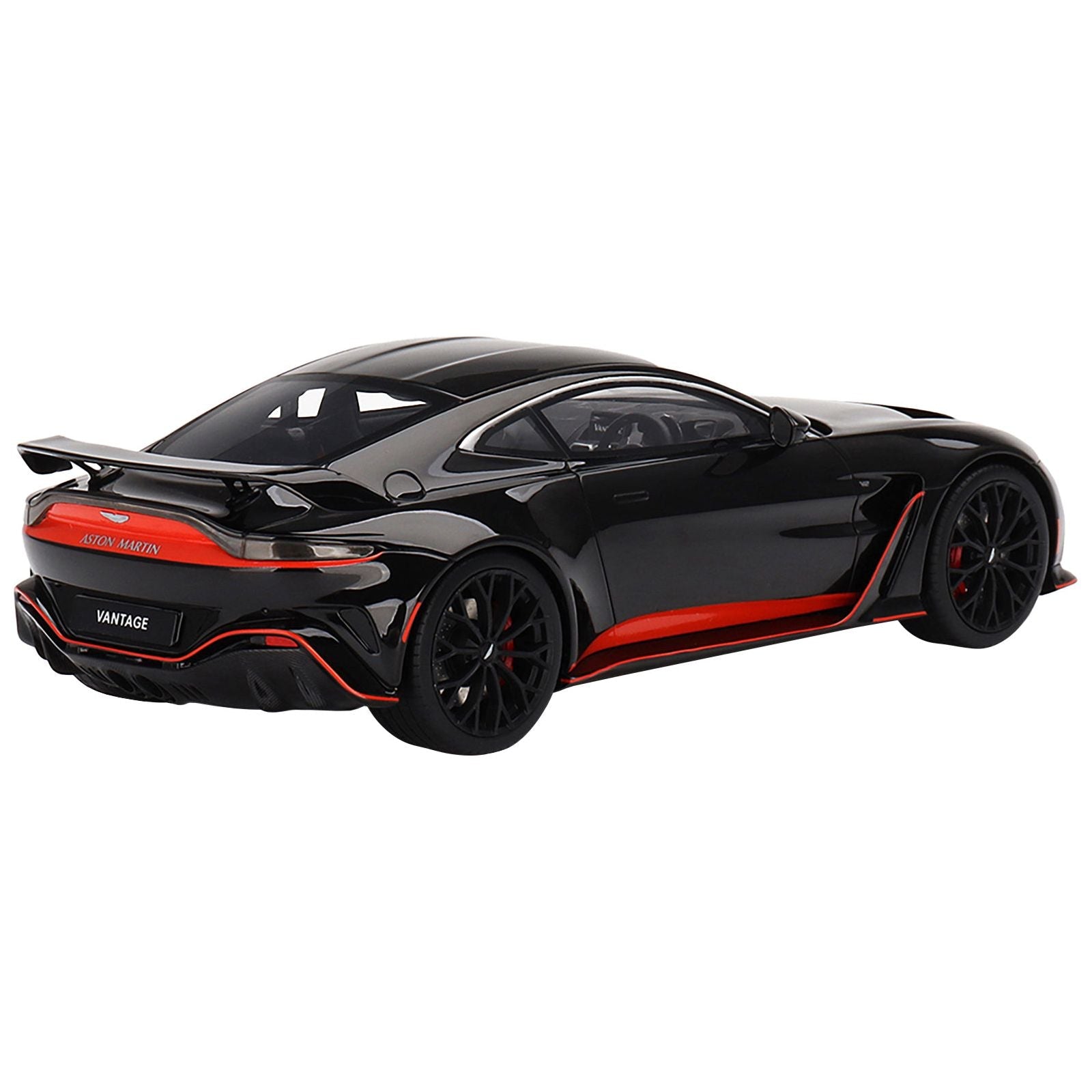 Aston Martin V12 Vantage RHD (Right Hand Drive) Jet Black with Red Accents 1/18 Model Car by Top Speed - Top Speed - ModelCars.com