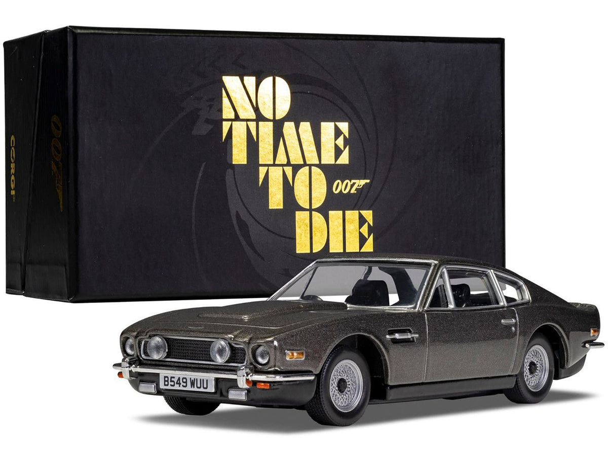 Aston Martin V8 RHD (Right Hand Drive) Black Metallic James Bond 007 "No Time To Die" (2021) Movie Diecast Model Car by Corgi-Corgi-ModelCars.com