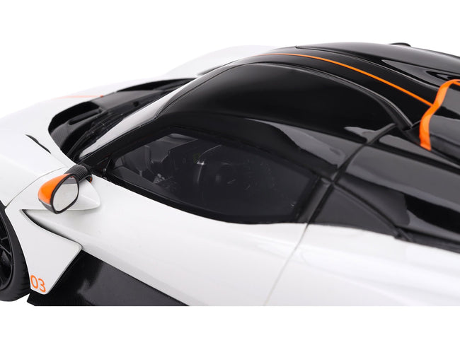 Aston Martin Valhalla Lunar White with Black Top and Orange Accents 1/18 Model Car by Top Speed-Top Speed-ModelCars.com