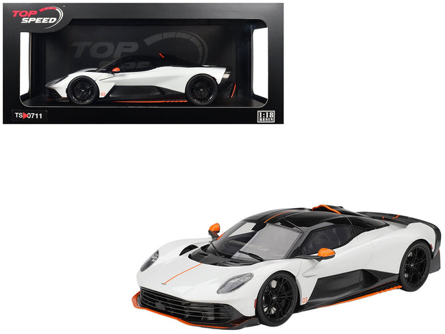 Aston Martin Valhalla Lunar White with Black Top and Orange Accents 1/18 Model Car by Top Speed-Top Speed-ModelCars.com