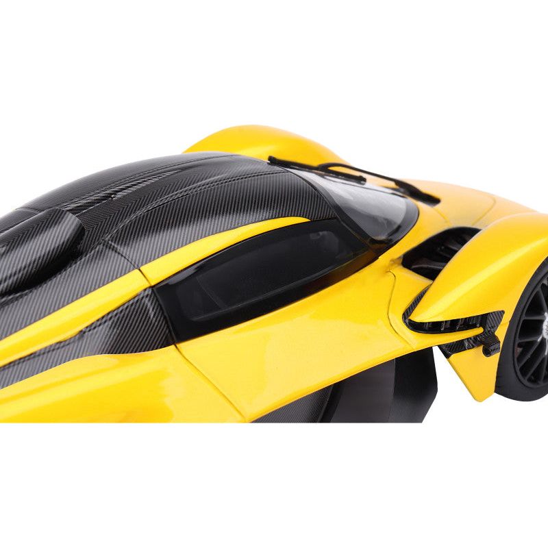Aston Martin Valkyrie Cosmopolitan Yellow Metallic and Carbon 1/18 Model Car by Top Speed - Top Speed - ModelCars.com