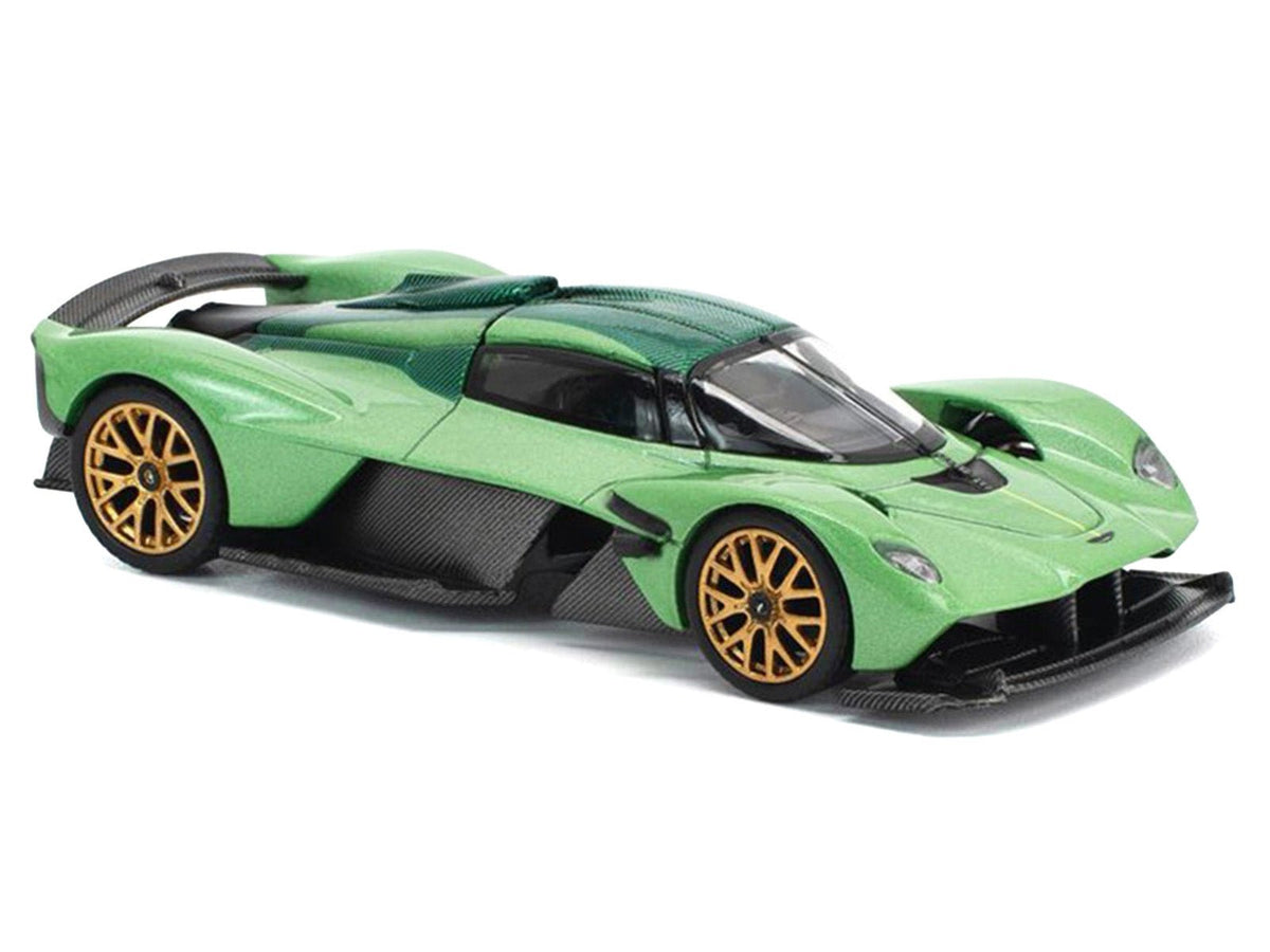 Aston Martin Valkyrie Iridescent Emerald Metallic with Green Carbon Top 1/64 Diecast Model Car by Pop Race-Pop Race-ModelCars.com