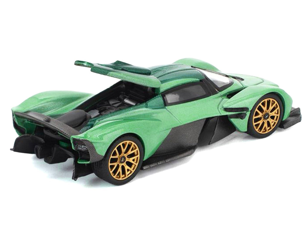 Aston Martin Valkyrie Iridescent Emerald Metallic with Green Carbon Top 1/64 Diecast Model Car by Pop Race-Pop Race-ModelCars.com