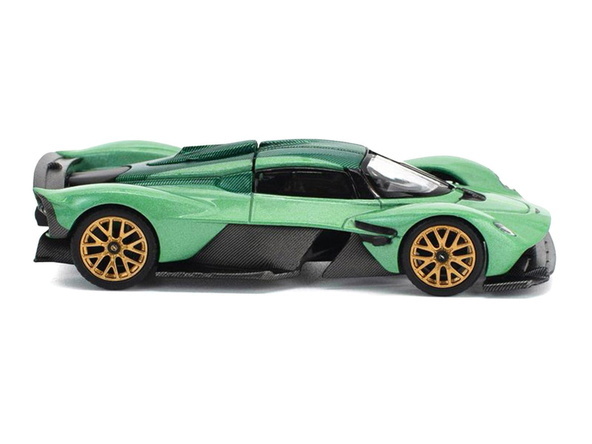 Aston Martin Valkyrie Iridescent Emerald Metallic with Green Carbon Top 1/64 Diecast Model Car by Pop Race-Pop Race-ModelCars.com