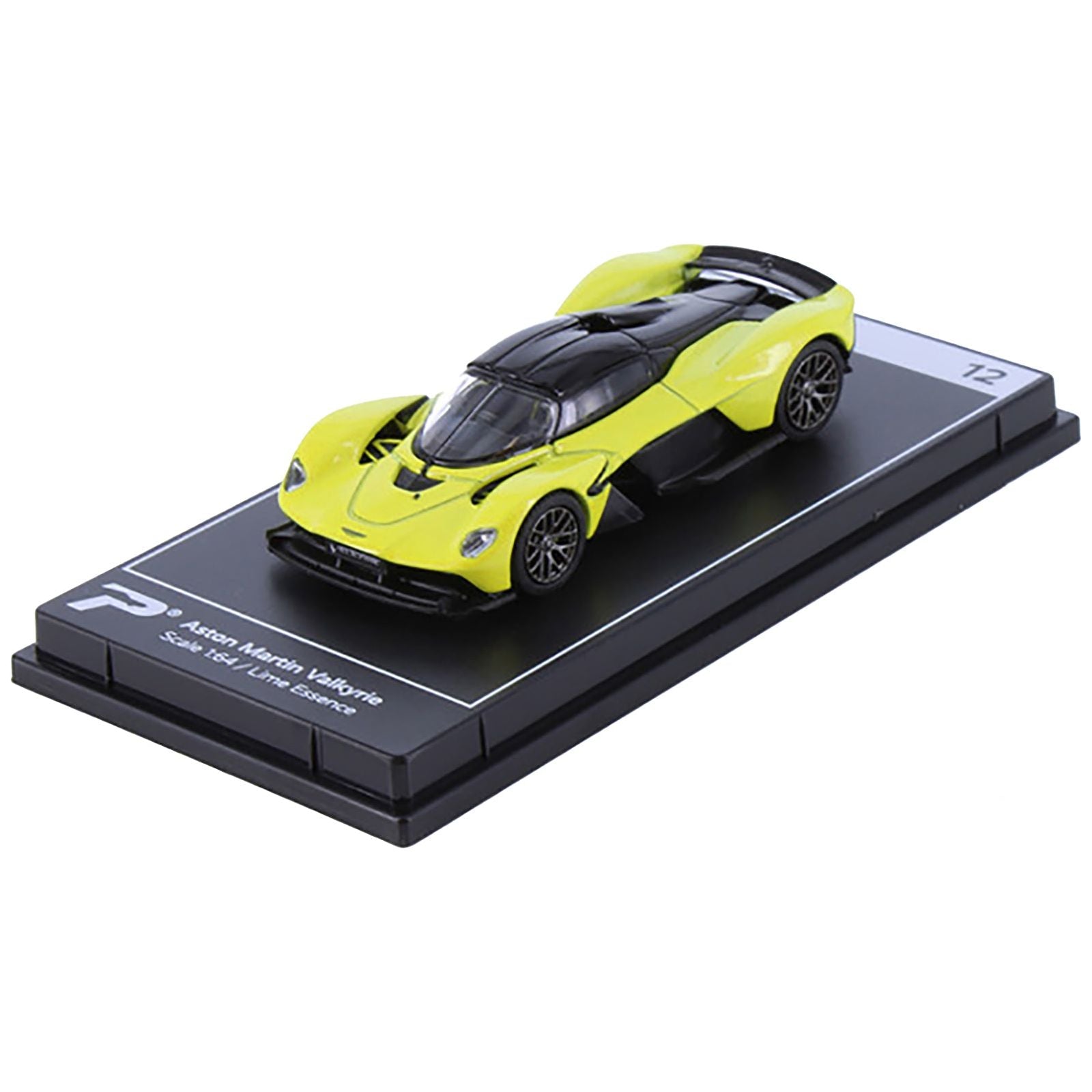 Aston Martin Valkyrie Lime Essence Yellow Metallic with Black Top "Hypercar League Collection" 1/64 Diecast Model Car by PosterCars - PosterCars - ModelCars.com