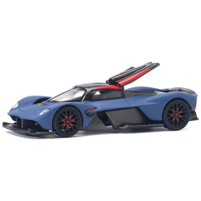 Aston Martin Valkyrie Satin Marina Blue with Carbon Top 1/64 Diecast Model Car by Pop Race - Pop Race - ModelCars.com