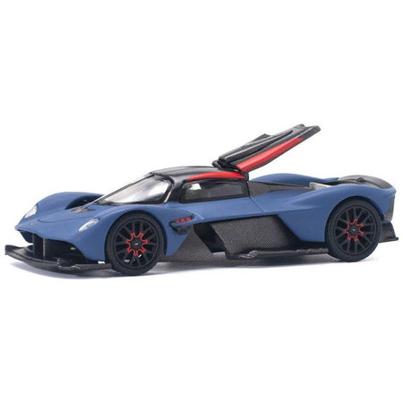 Aston Martin Valkyrie Satin Marina Blue with Carbon Top 1/64 Diecast Model Car by Pop Race - Pop Race - ModelCars.com