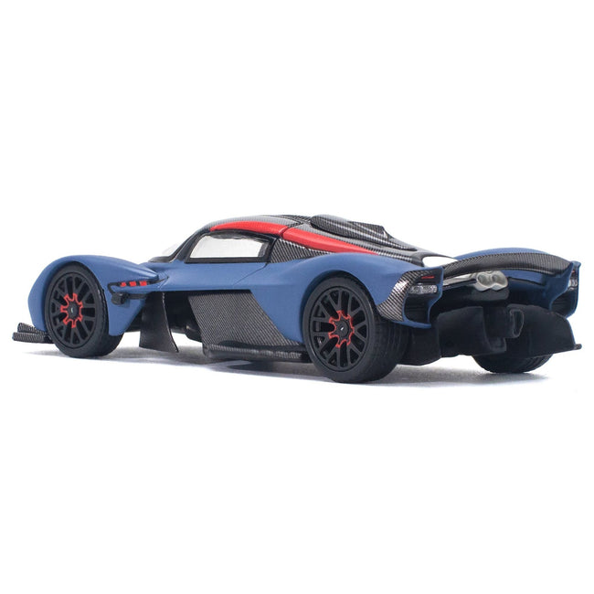 Aston Martin Valkyrie Satin Marina Blue with Carbon Top 1/64 Diecast Model Car by Pop Race-Pop Race-ModelCars.com