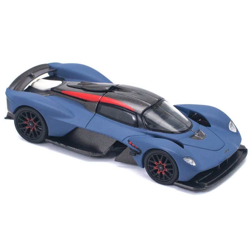 Aston Martin Valkyrie Satin Marina Blue with Carbon Top 1/64 Diecast Model Car by Pop Race - Pop Race - ModelCars.com