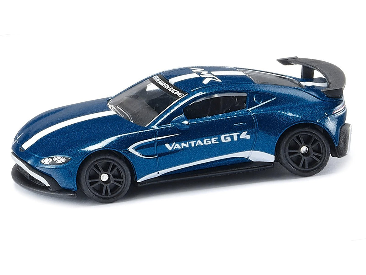Aston Martin Vantage GT4 Blue Metallic with White Stripes Diecast Model Car by Siku-SIKU-ModelCars.com