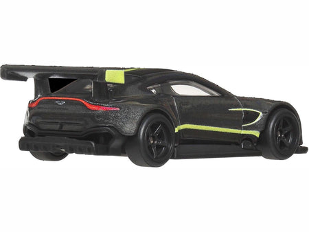 Aston Martin Vantage GTE Dark Gray Metallic with Lime Green Stripes "Euro Speed" Series Diecast Model Car by Hot Wheels-Hotwheels-ModelCars.com