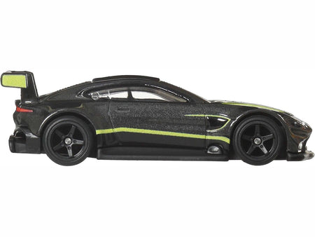 Aston Martin Vantage GTE Dark Gray Metallic with Lime Green Stripes "Euro Speed" Series Diecast Model Car by Hot Wheels-Hotwheels-ModelCars.com
