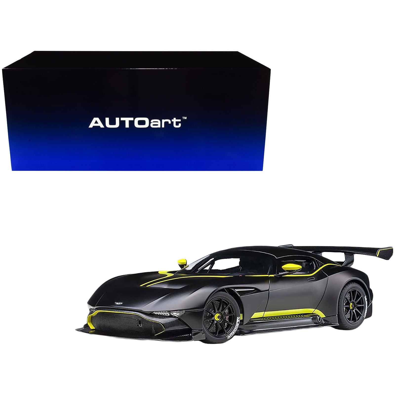 Aston Martin Vulcan Matt Black with Lime Green Stripes 1/18 Model Car by Autoart - Autoart - ModelCars.com