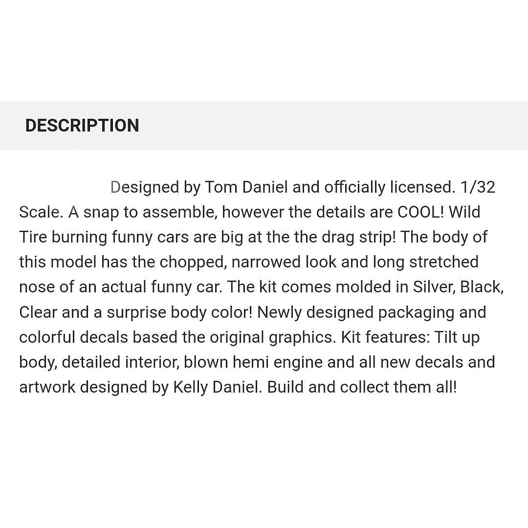 Atlantis Tom Daniel The Fiend Funny Car 1/32 - Atlantis - ModelCars.com