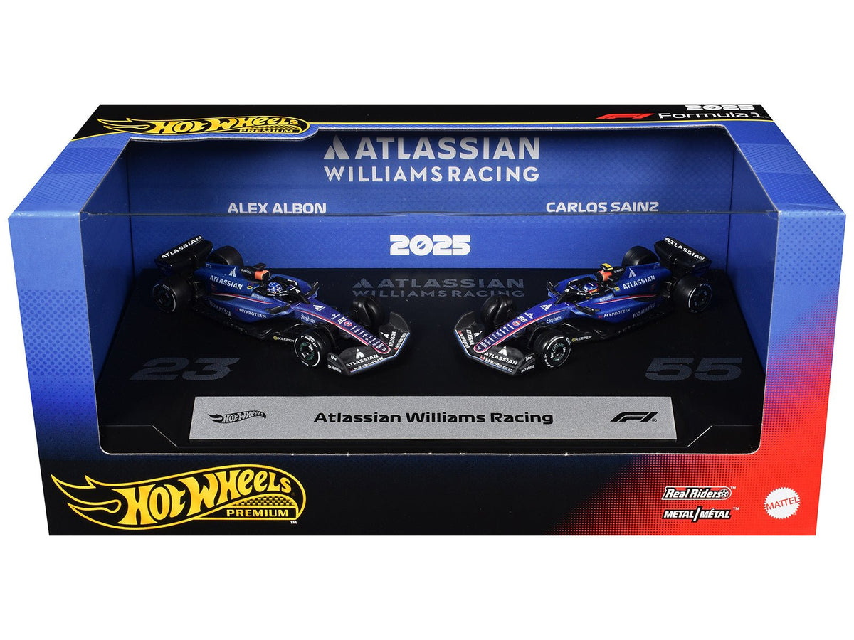 "Atlassian Williams Racing" Formula One F1 World Championship (2025) 2 Piece Set Diecast Model Cars by Hot Wheels-Hotwheels-ModelCars.com