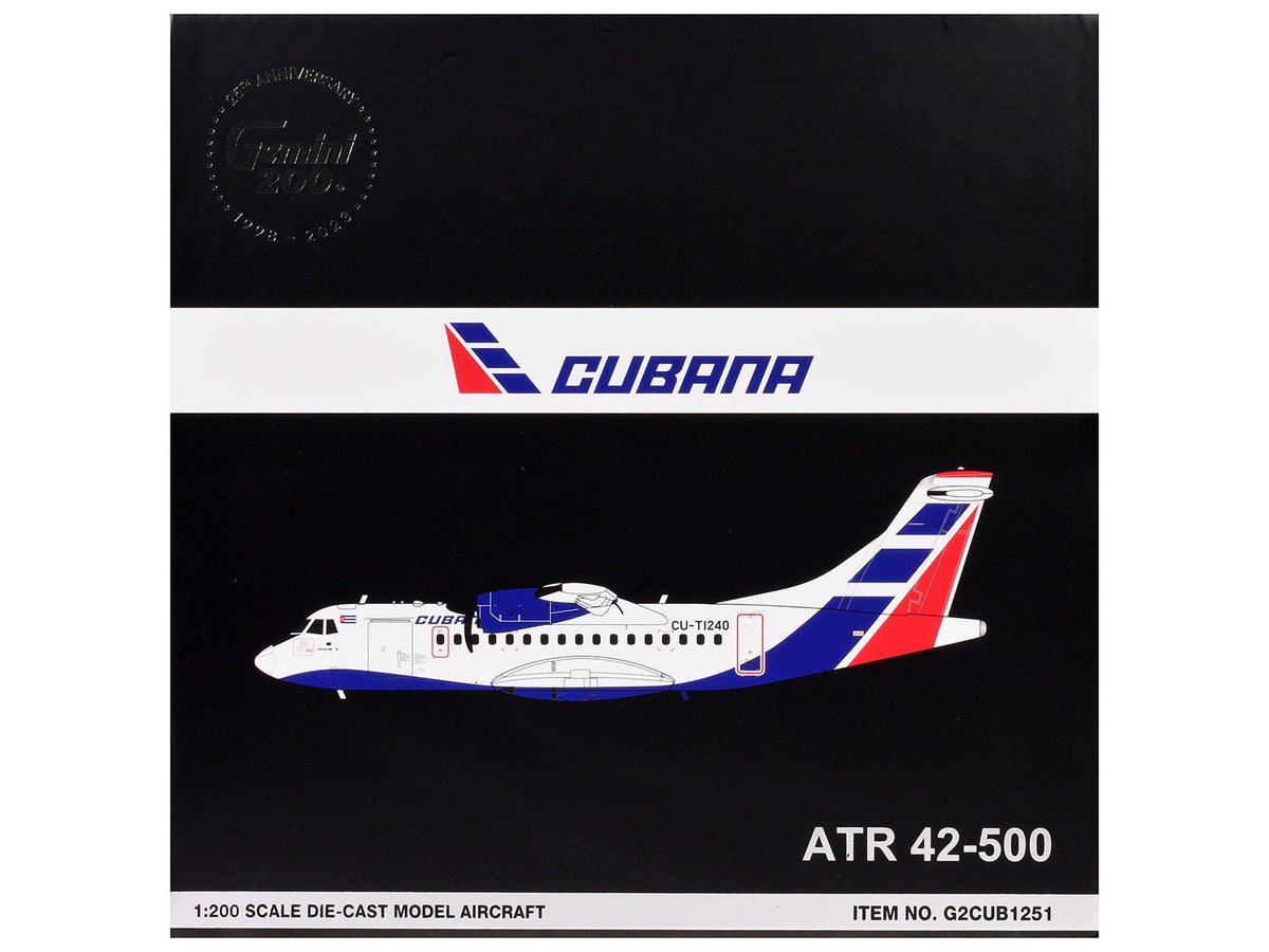 ATR 42-500 Commercial Aircraft "Cubana" (CU-T1240) White with Blue and Red Tail "Gemini 200" Series 1/200 Diecast Model Airplane by GeminiJets-GeminiJets-ModelCars.com