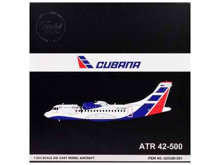 ATR 42-500 Commercial Aircraft "Cubana" (CU-T1240) White with Blue and Red Tail "Gemini 200" Series 1/200 Diecast Model Airplane by GeminiJets-GeminiJets-ModelCars.com