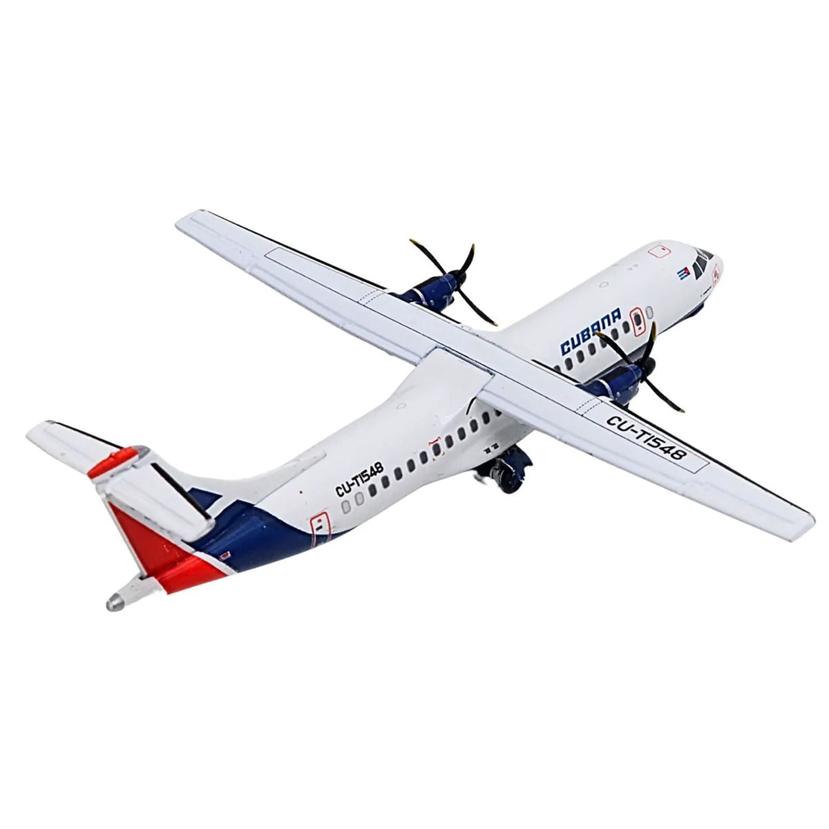 ATR 72-200 Commercial Aircraft "Cubana Airlines" (CU-T1548) White with Red and Blue Stripes 1/400 Diecast Model Airplane by GeminiJets-GeminiJets-ModelCars.com