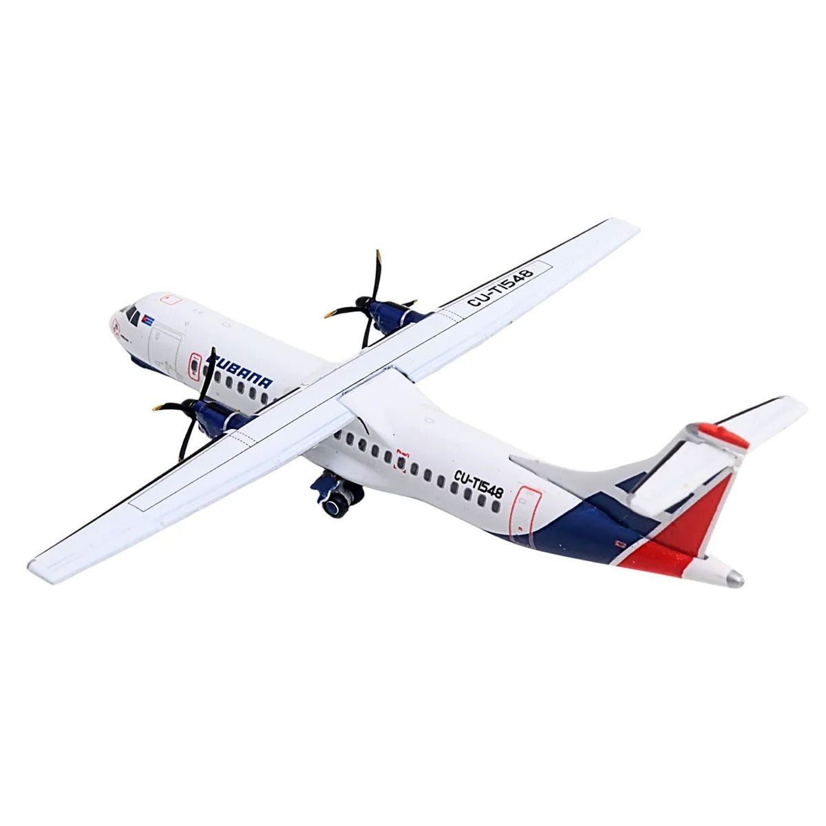ATR 72-200 Commercial Aircraft "Cubana Airlines" (CU-T1548) White with Red and Blue Stripes 1/400 Diecast Model Airplane by GeminiJets-GeminiJets-ModelCars.com