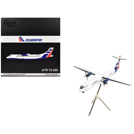 ATR 72-200 Commercial Aircraft "Cubana de Aviacion" (CU-T1548) White with Red and Blue Tail "Gemini 200" Series 1/200 Diecast Model Airplane by GeminiJets-GeminiJets-ModelCars.com